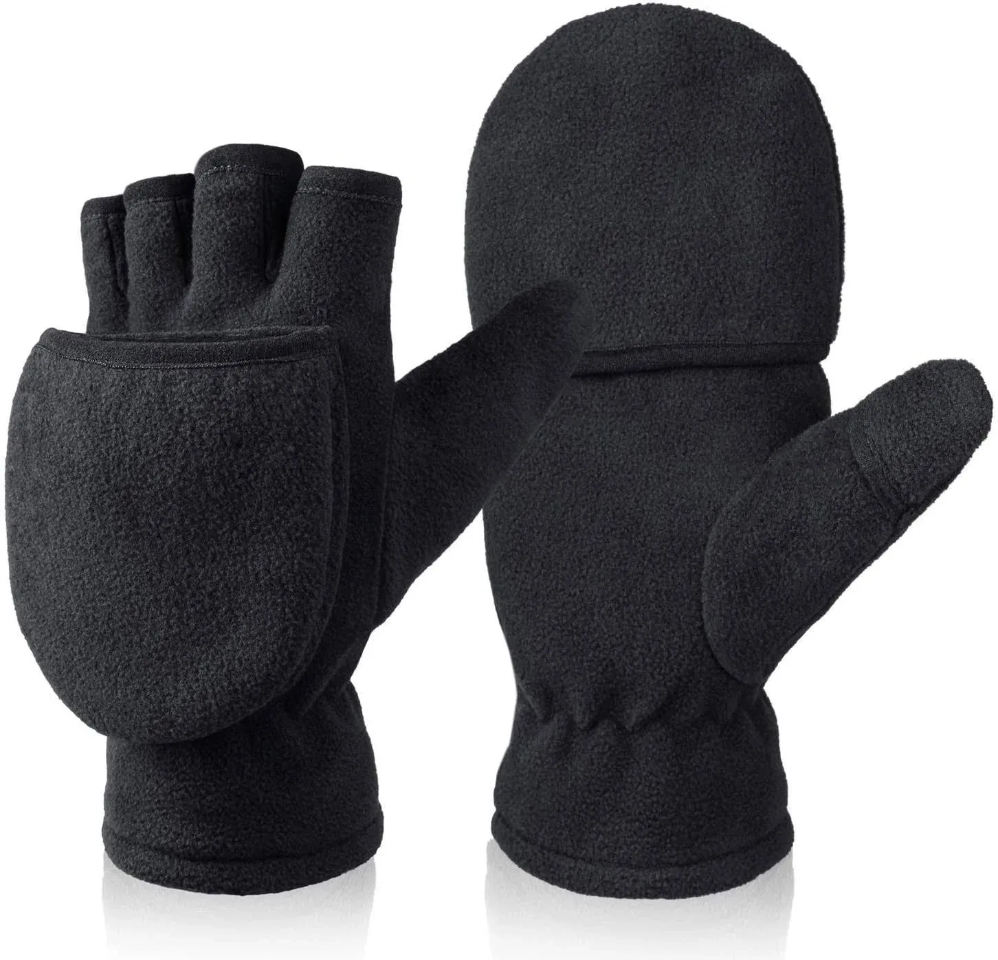 Bessteven Winter Fingerless Gloves for Men Women | Convertible Flip Top Mittens ...