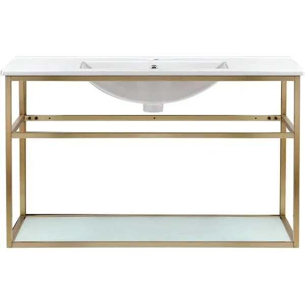 Swiss Madison Pierre 36" Wall-Mounted Bathroom Vanity, Gold Metal