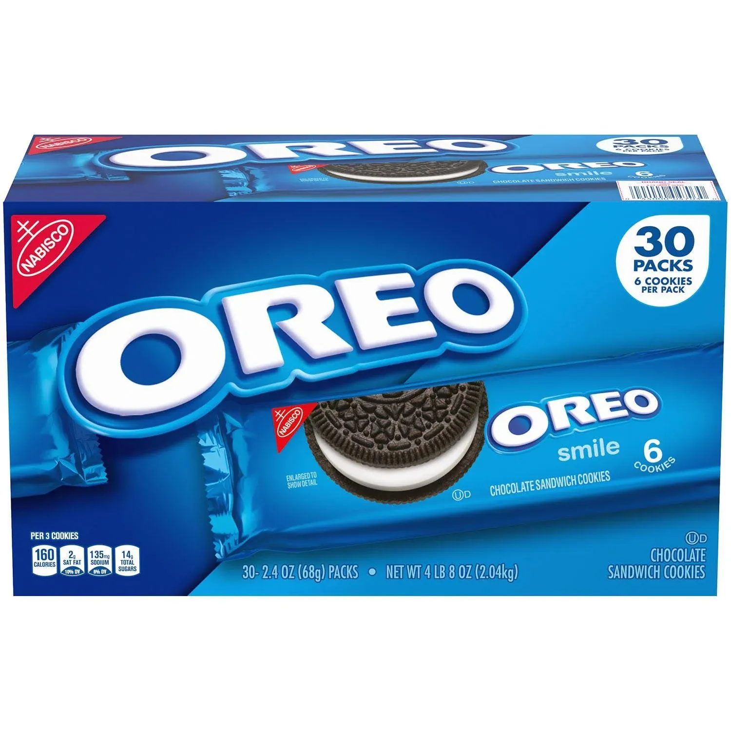 Nabisco Mondelez Oreo Chocolate Sandwich Cookies, 2.4 Oz Packs, 30 Ct