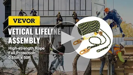 VEVOR Vertical Lifeline Assembly 150 ft Fall Protection Rope Polyester Roofing Rope