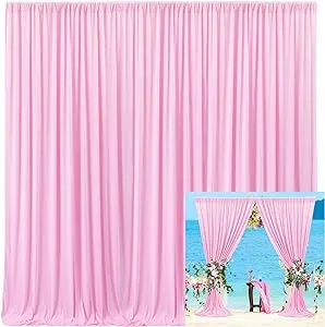 Pink Backdrop Curtain 2 Panels for Wedding Birthday Party Decoration Photogra...