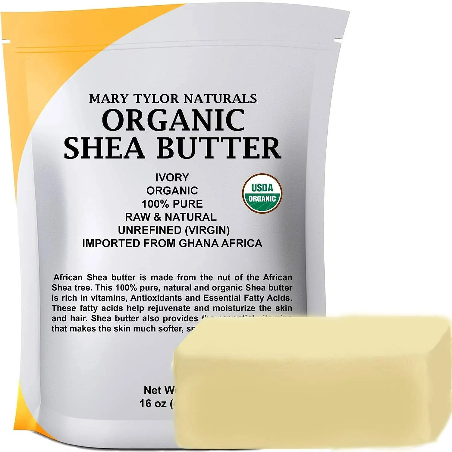 Mary Tylor Naturals Organic Shea Butter 1 lb — USDA Certified Raw, Unrefined ...