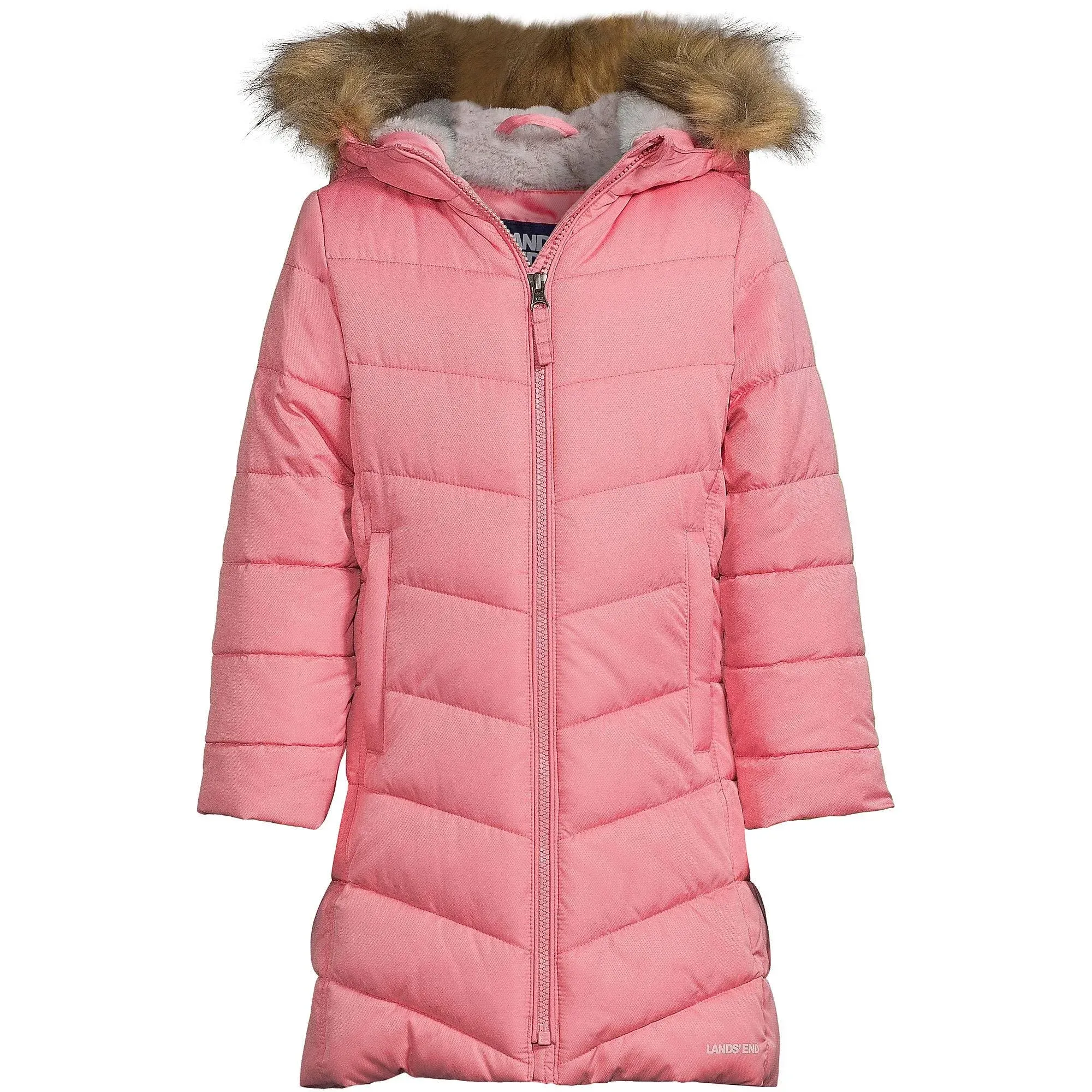 Lands' End Girls' Fleece-Lined Down Alternative ThermoPlume Coat