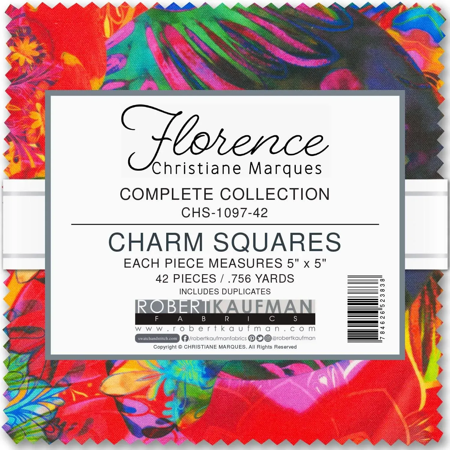 Christiane Marques Florence Charm Square 42 5-inch Squares Charm Pack Robert Kaufman CHS-1097-42