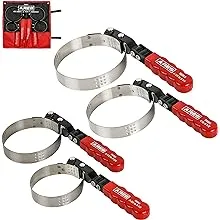 ARES 56065-4-Piece Swivel Oil Filter Wrench Set with Storage Pouch - Wrenches Cover 2 3/4-Inch to 5 1/4-Inch (70mm to 133mm) Diameter Filters - 180-Degree Swivel - Automatically Tightens on FilterARES 56065-4-Piece Swivel Oil Filter Wrench Set with St…