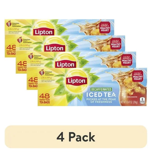 (4 pack) Lipton Black tea Family Iced Tea Bags, 48 ct