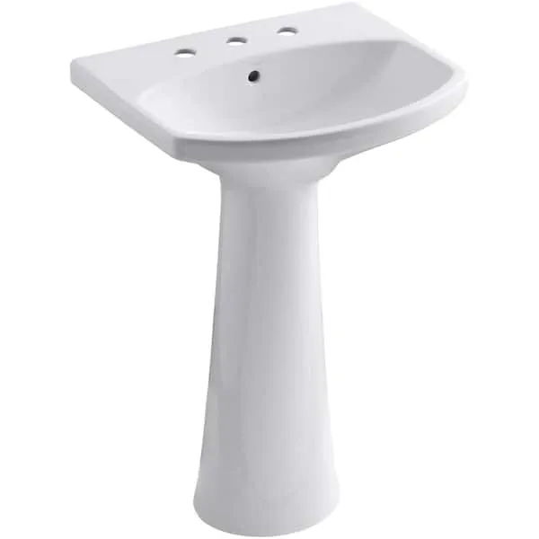 Cimarron 8 in. Widespread Vitreous China Pedestal Combo Bathroom Sink in White with Overflow Drain