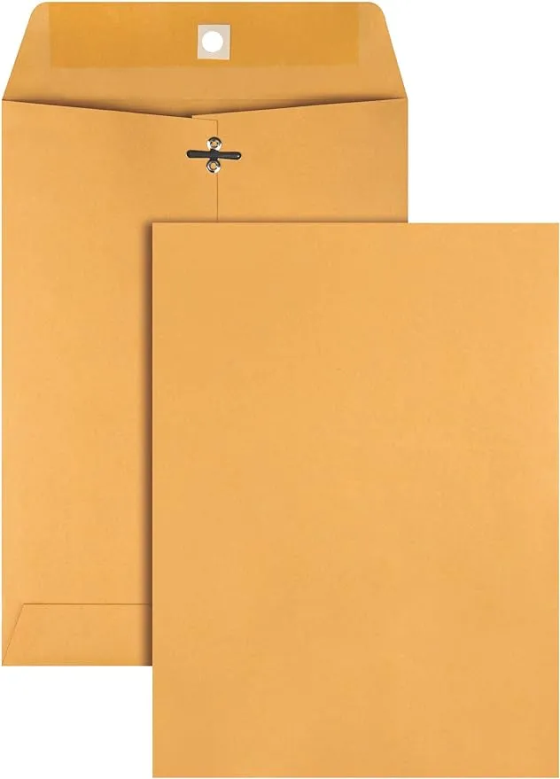 Office Depot Brand 7-1/2" x 10-1/2" Manila Envelopes, Clasp Closure, Brown Kraft, Box of 100