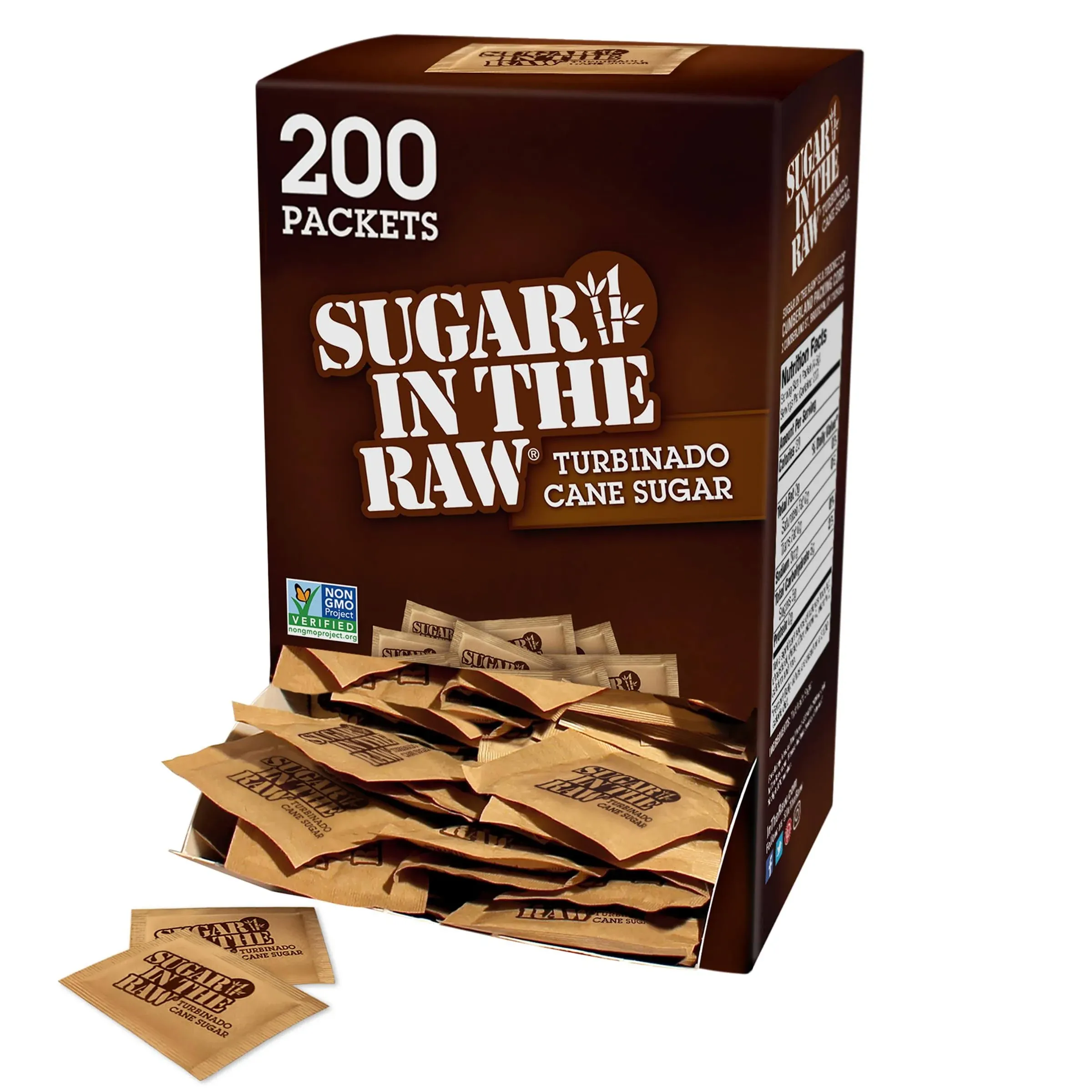 Sugar in The Raw Unrefined Sugar Made from Sugar Cane, 200 Packets/Box