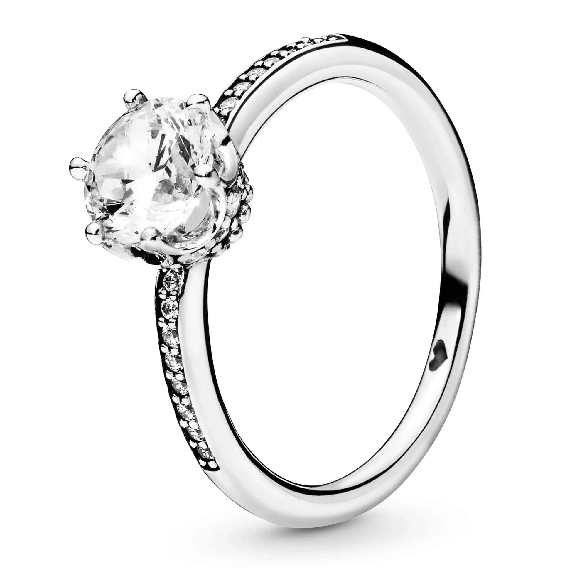 Pandora Sterling Silver Cubic Zirconia Clear Sparkling Crown Ring