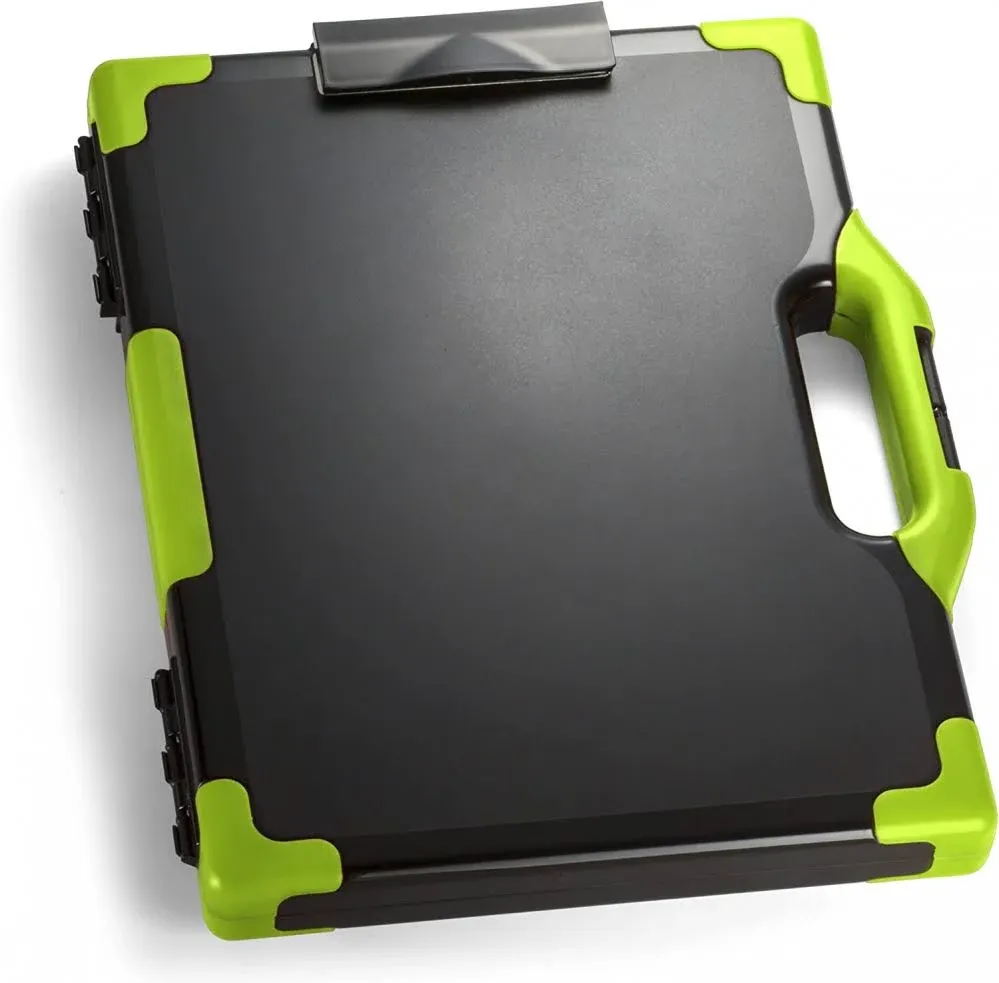 Officemate Carry All Clipboard Storage Box, Letter/Legal Size, Black &amp; Green