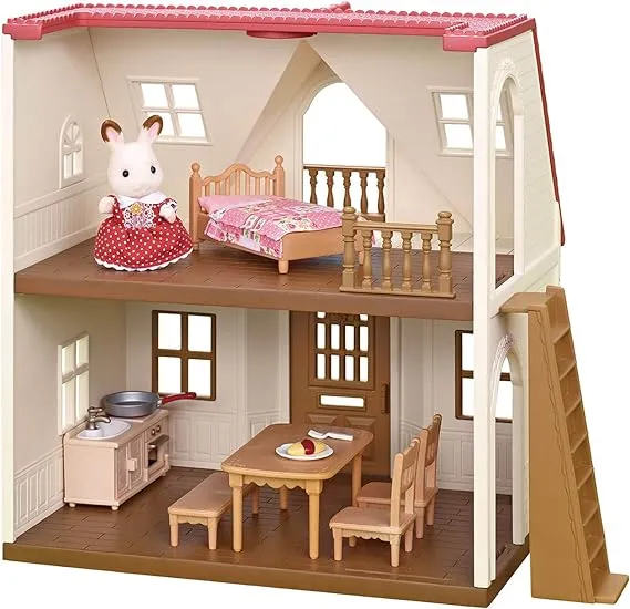 Calico Critters Red Roof Cozy Cottage, Dollhouse Playset With Figure, Furniture And Accessories : Target