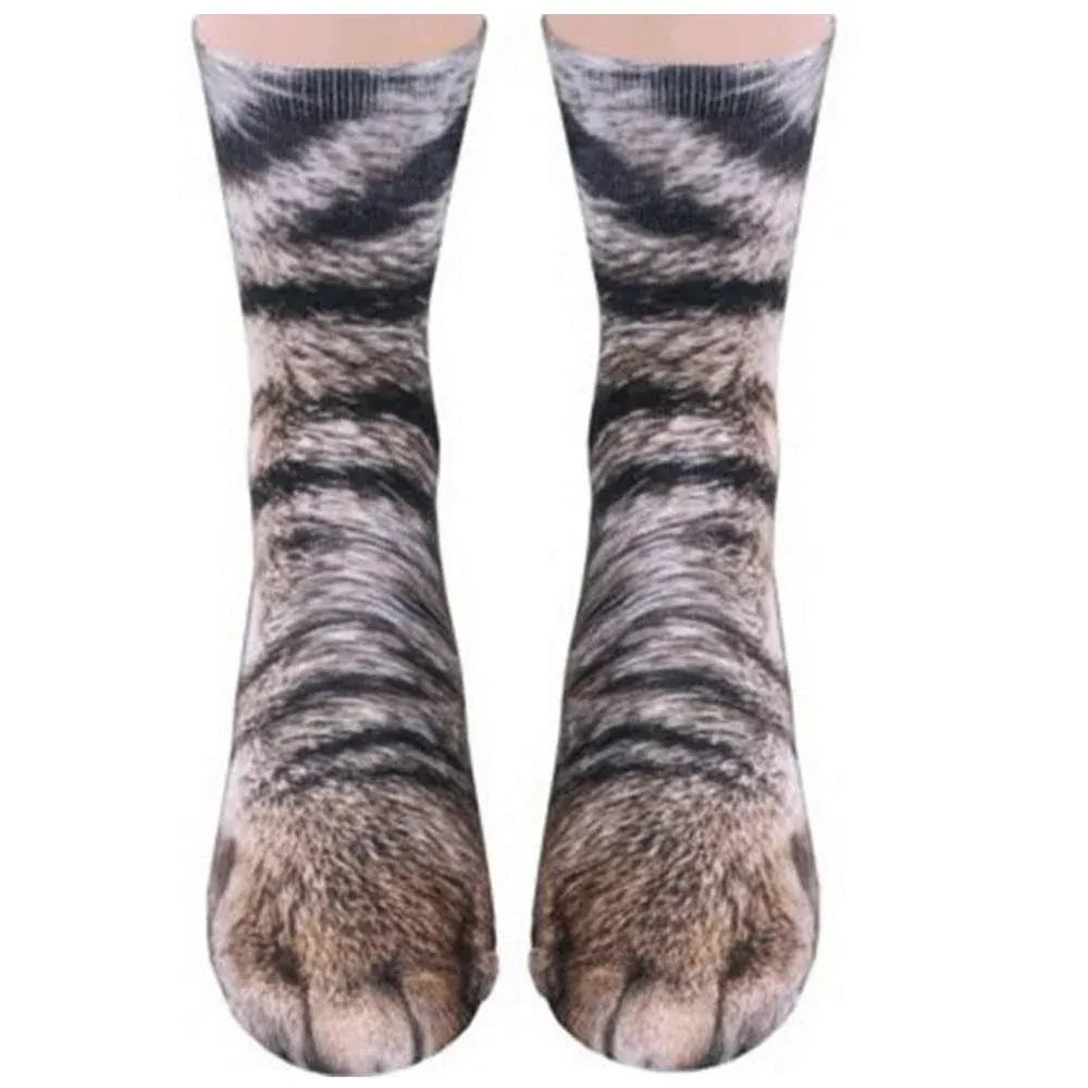 Funny Unisex Adult Kids Elastic Sock Animal Paw Feet Crew 3D Print Foot Socks ‖