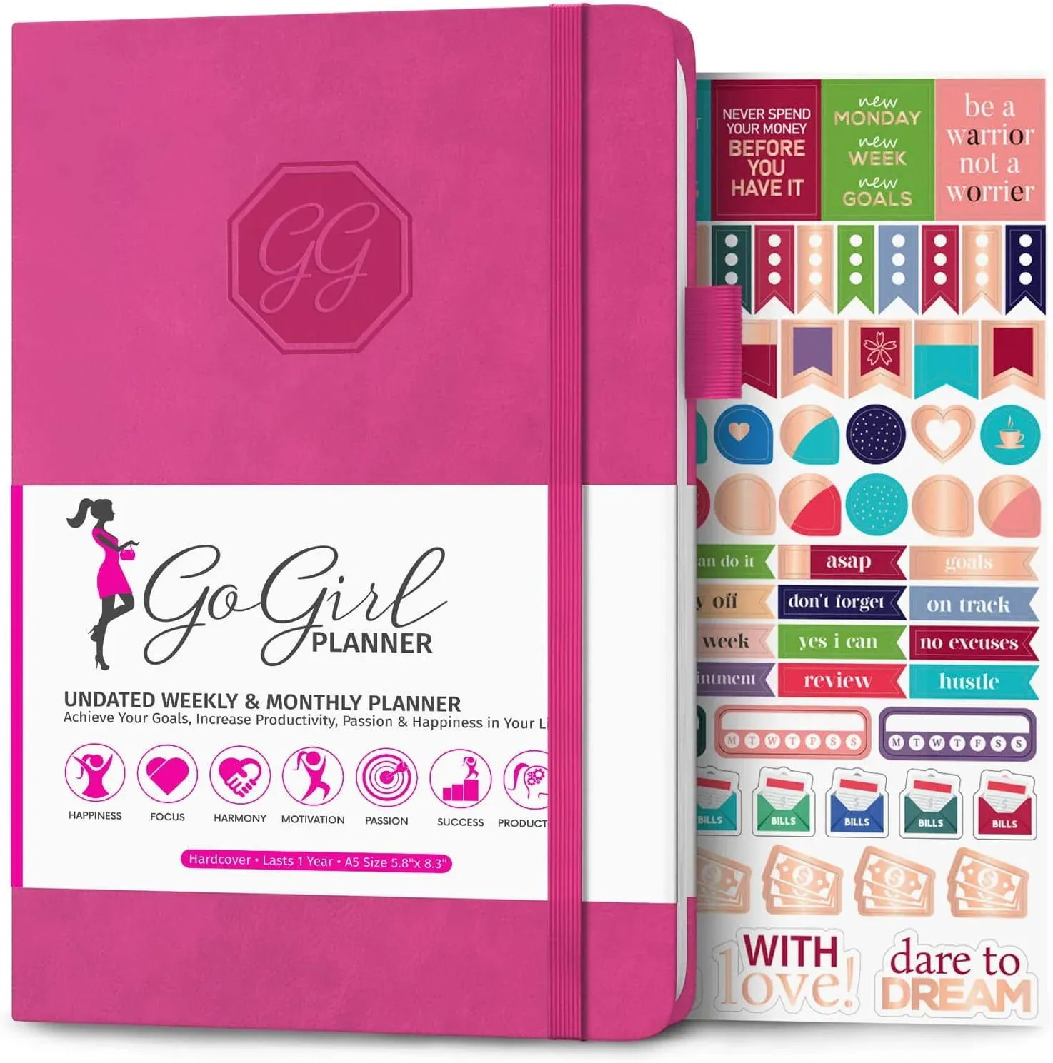 GoGirl Planner and Organizer for Women - A5 Size Weekly Planner, Goals Journal ...