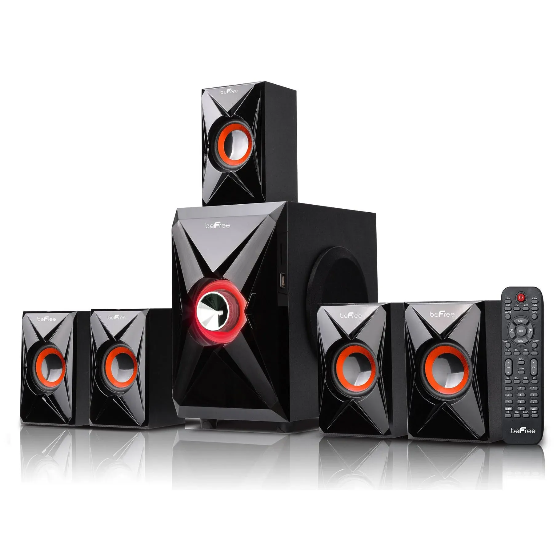 Befree Sound 5.1 Channel Surround Sound Bluetooth Speaker System- Orange