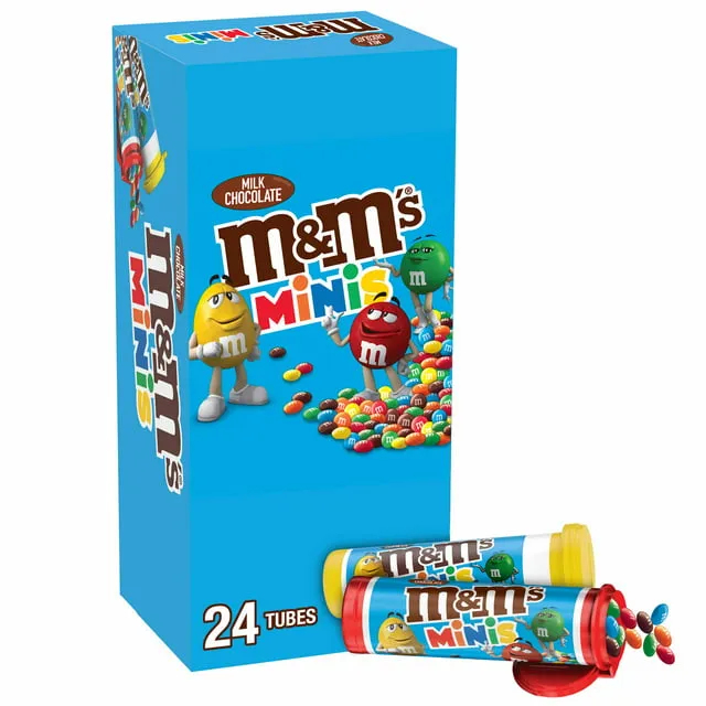 M&M's Milk Chocolate Minis Candy, 1.08-Ounce Tubes (Pack of 24)