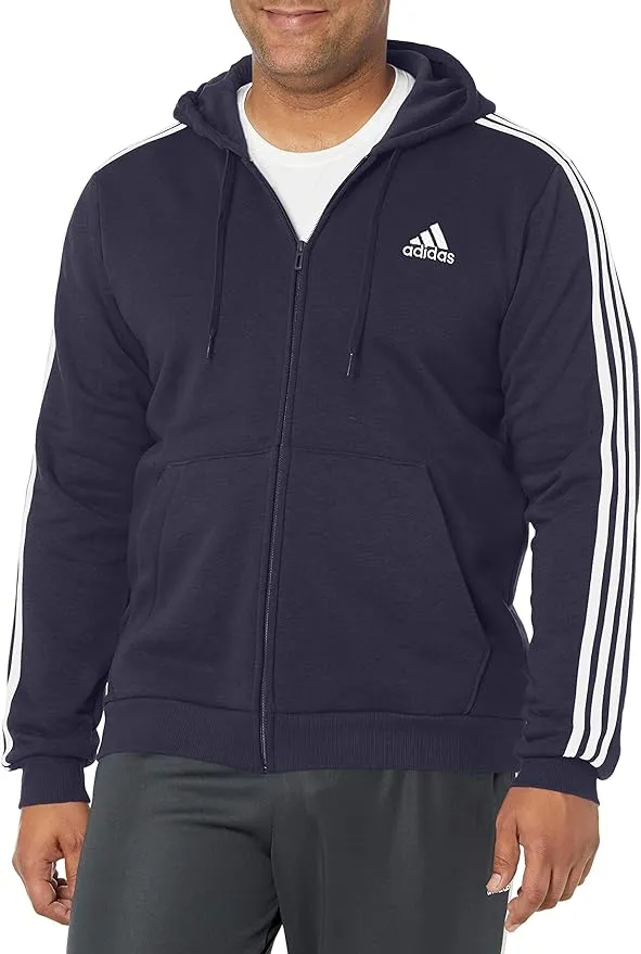 adidas Men's Essentials French Terry 3-Stripes Full-Zip Hoodie