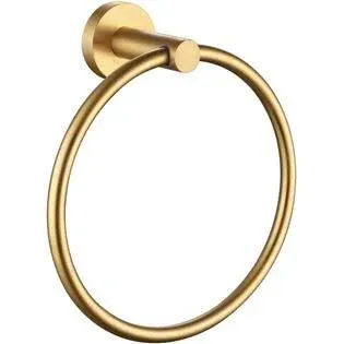 APLusee Towel Ring Brushed Gold, Hand Towel Holder for Bathroom Wall, 304 Stainless Steel Round Towel Hanger for Bath, Kitchen Wall Mounted