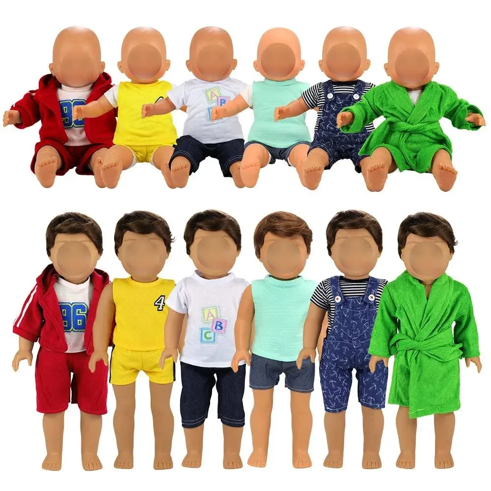 Barwa Boy Doll Clothes 6 Sets Boy Doll Clothes Daily Casual Clothes Outfits ...