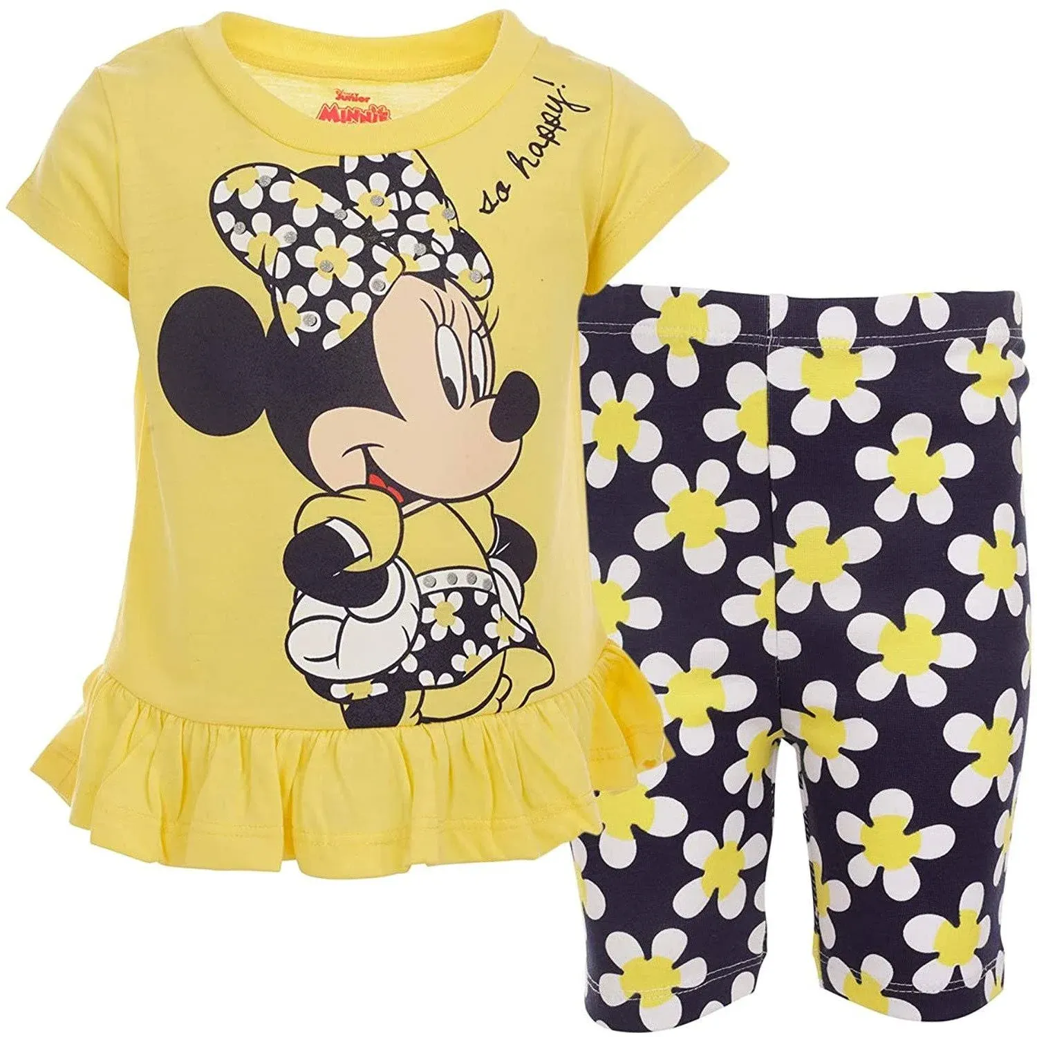 Baby Disney Minnie Mouse T-Shirt and Kids Bike Shorts Outfit Set Floral