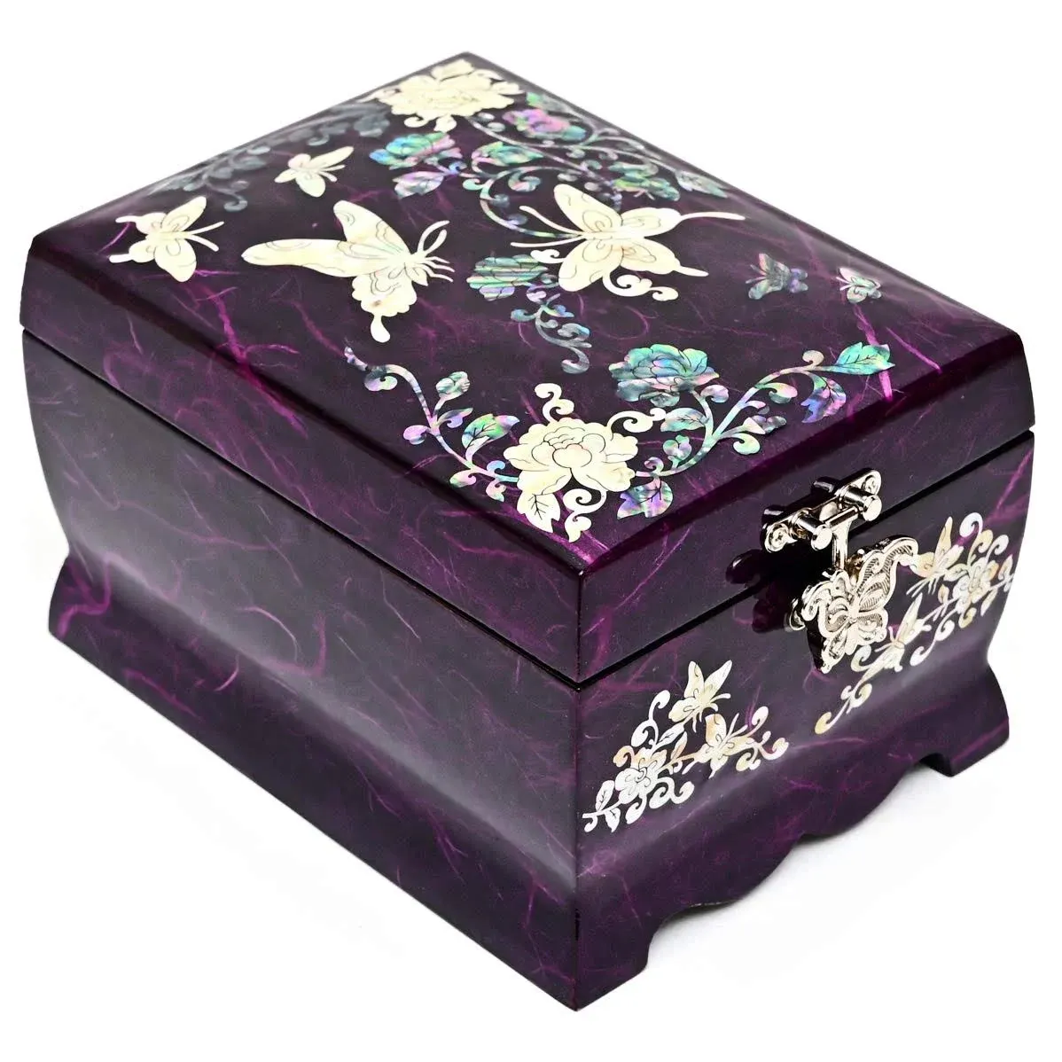 MADDesign Mother of Pearl Lacquered Jewelry Music Box Two Level Purple