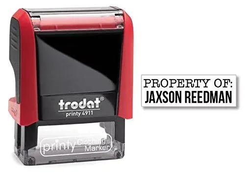 Trodat Custom Made Trodat 4911 Clothing Marker Property of Self-Inking Stamp - Black Ink