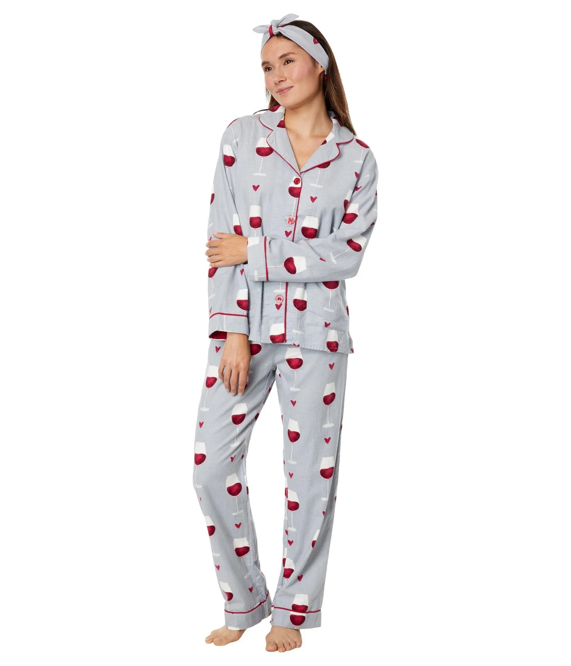 PJ Salvage Women's Loungewear Flannels Pajama Pj Set, Grey, XL