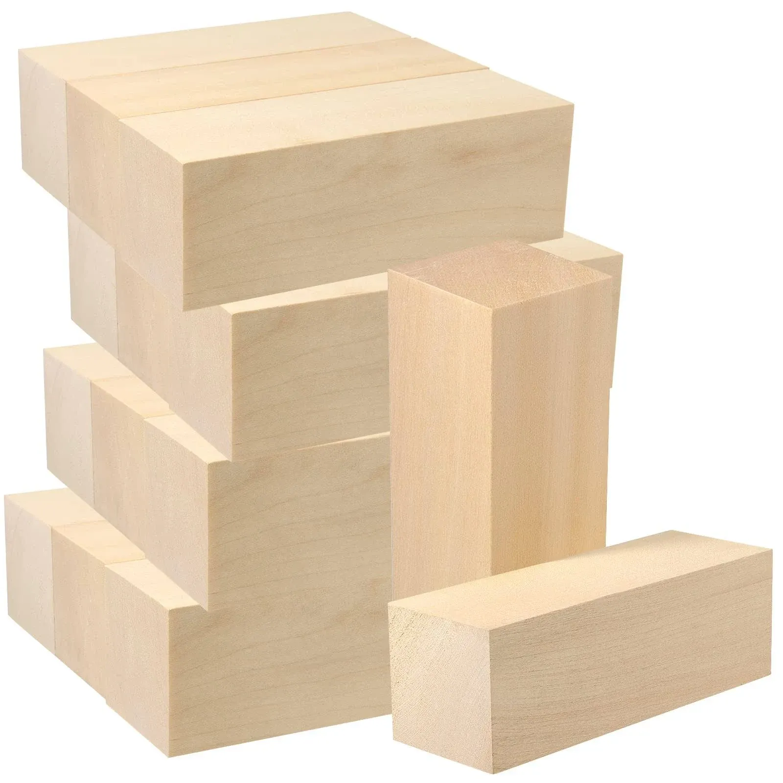 JAPCHET 12 Pieces 6 X 2 X 2 Inch Basswood Carving Blocks, Natural Carving Blocks