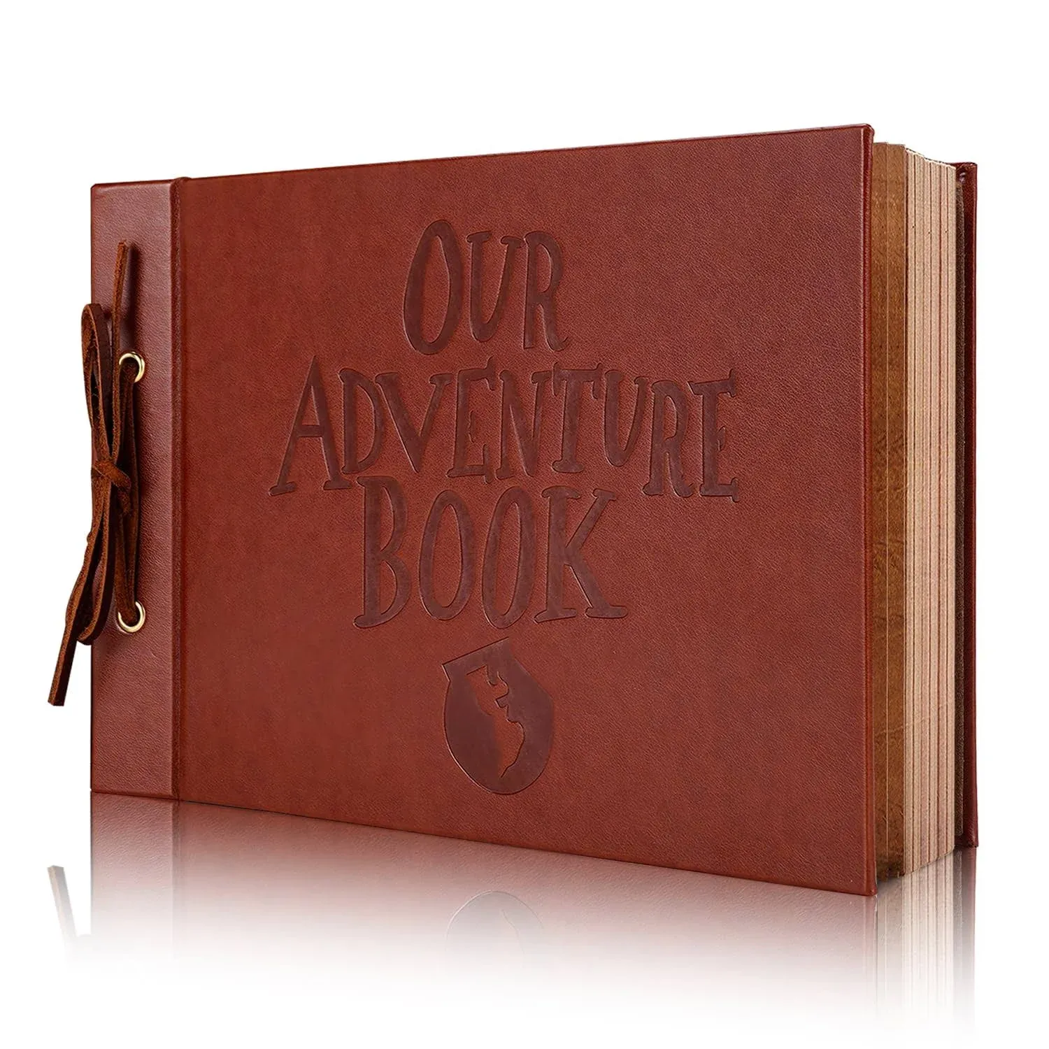 Our Adventure Book Scrapbook Photo Album,3D Embossed Words Leather Memory Book with 80 Pages for Couples Gifts,Anniversary Wedding,Valentine's Day