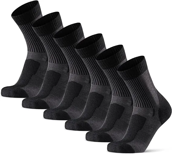 DANISH ENDURANCE Hiking Socks, Lightweight, Merino Wool Socks for Men & Women, Moisture Wicking, Cushioned Crew Socks, 3 Pack