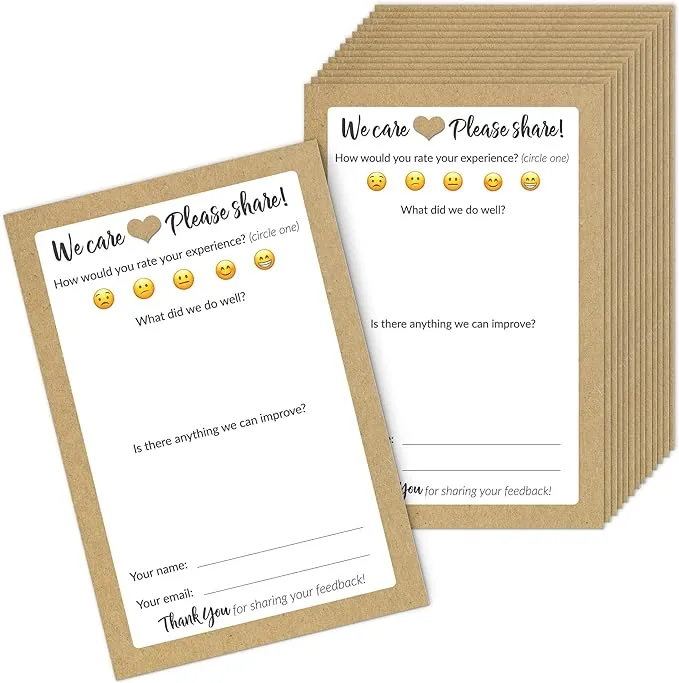 100 Suggestion Cards - Comment Cards for Customers, Restaurants, Bed & Breakfast Decor and Bulk Hotel Supplies for Guests - Kraft Style Feedback