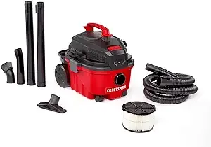 CRAFTSMAN CMXEVBE17040 4 Gallon 5.0 Peak HP Wet/Dry Shop Vac, Portable Shop Vacuum Wet and Dry with Filter, Hose and Attachments for Home and Automotive Cleaning