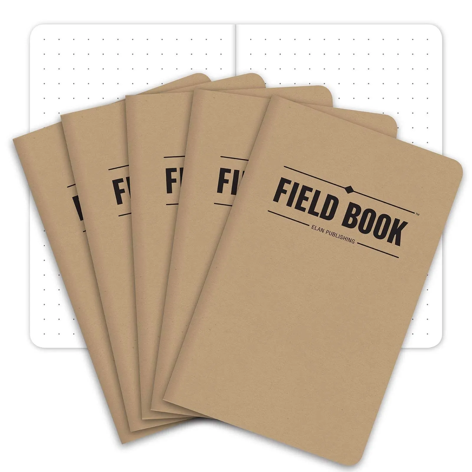 Field Notebook - 3.5"x5.5" - Kraft - Dot Graph Memo Book - Pack of 5