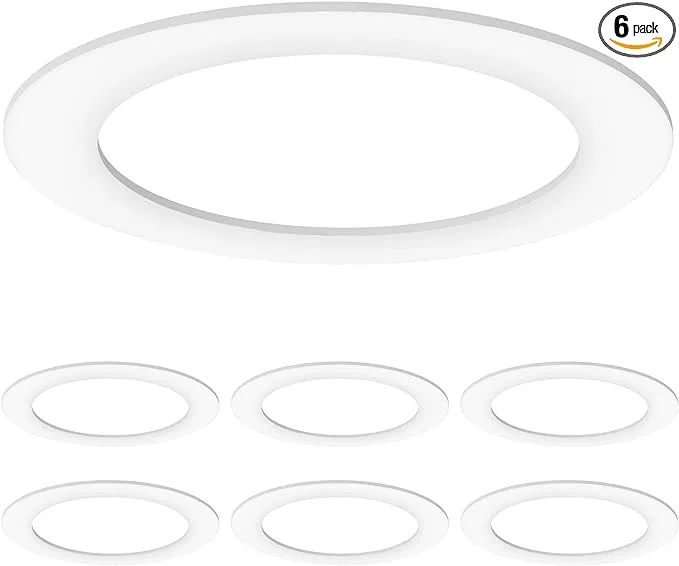 Lighting Labs 6 Pack Gloss White Goof Trim Ring for 6" inch Recessed Lighting Trim Can Light Trim for Down Light, Outer Diameter 8 Inches, Inner