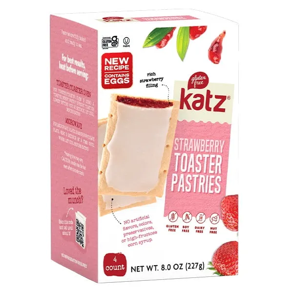 Katz Gluten Free Toaster Pastries - Strawberry |Gluten Free, Dairy Free, Nut Free, Eggs Free, Soy Free, Kosher | (6 Pack, 8.0 Ounce Each)