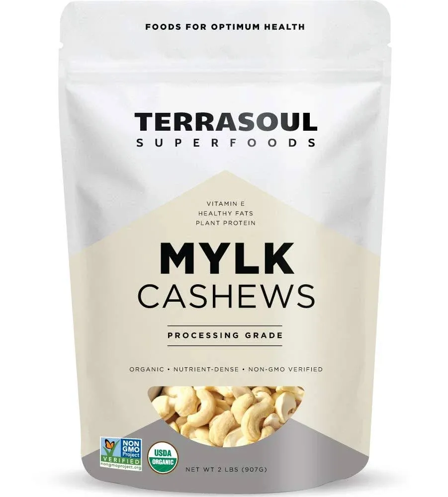 Terrasoul Superfoods Organic Raw Cashews Mylk Grade, 2 Pounds