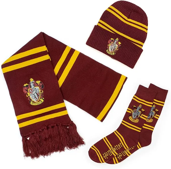 Culture Fly Harry Potter Scarf Beanie Socks Premium Knit 3pc Winter Bundle Gift Set