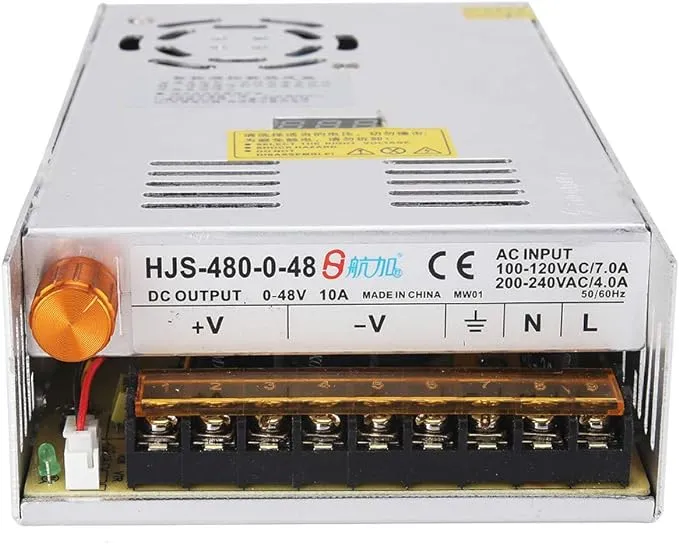 Adjustable DC Power Voltage Converter AC 110V-220V to DC 0-48V 10A Module Switching Power Supply Digital Display 480W Voltage Regulator Transformer Built in Cooling Fan