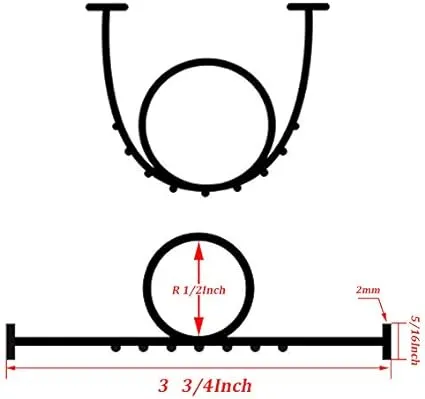 DGSL Garage Door Seals Bottom Rubber Weather Stripping Kit Seal Strip Replacement,Universal Weatherproof Threshold Buffering Sealing Rubber 5/16 inch T Ends, 3 3/4 Inch Width (10 Ft, Black)