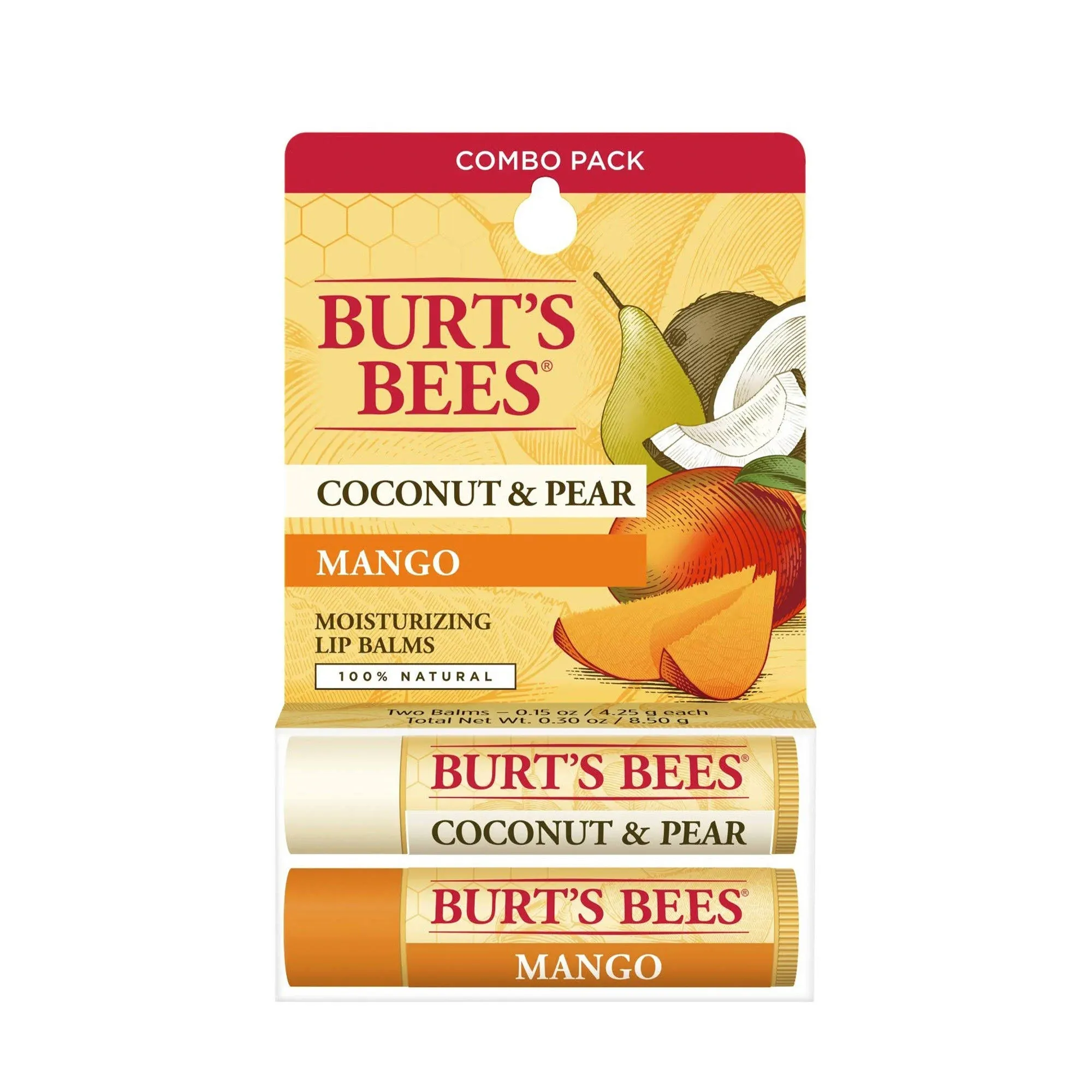 Burt's Bees Lip Balms, Moisturizing, Mango, 2 Pack - 2 pack, 0.15 oz pack