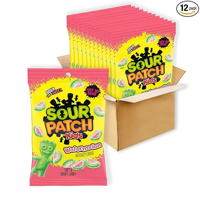 Sour Patch Kids Sweet and Sour Candy (Watermelon, 8-Ounce Bag, Pack of 12