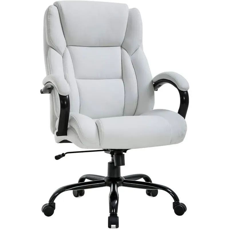 JHK Ergonomic Adjustable Computer Desk White Office Chair, Cream