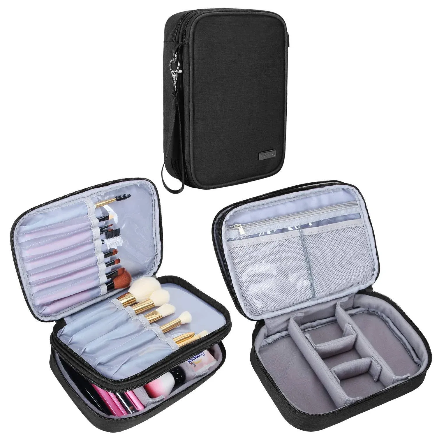 Teamoy Travel Makeup Brush Case(up to 8.8"), Professional Makeup Train Organizer ...