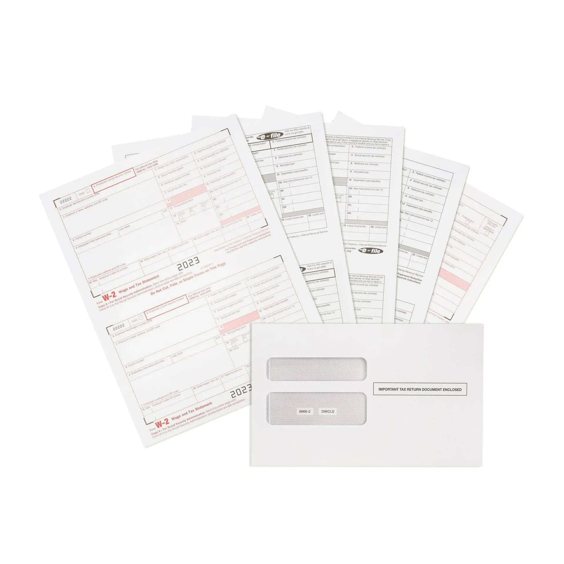 W2 Forms 2024, 6 Part Tax Forms, 50 Employee Kit of Laser Forms, Compatible with QuickBooks and Accounting Software, 50 Self Seal Envelopes Included