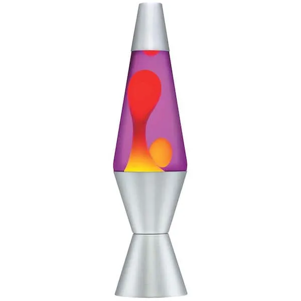 14.5-Inch Silver Base Lava Lamp with Purple Wax in Blue Liquid - 2118