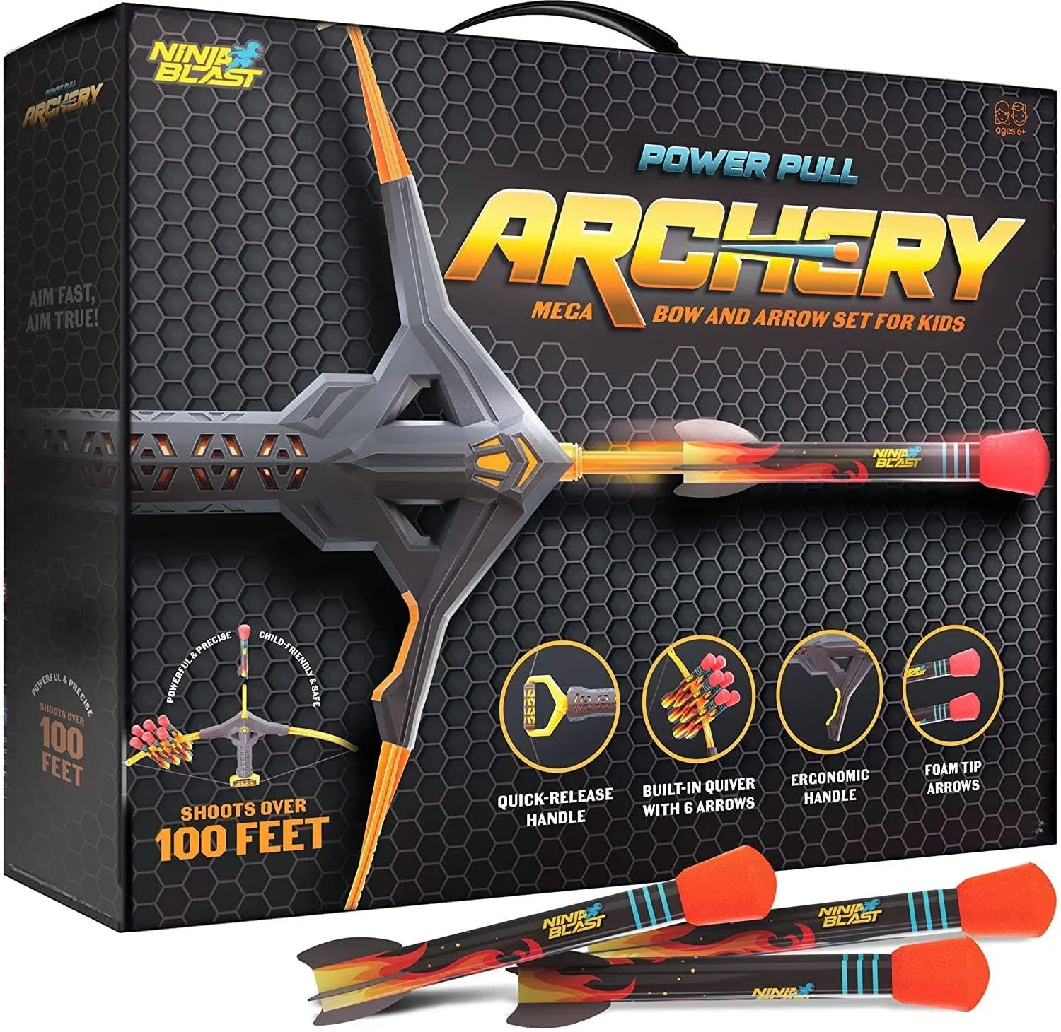 Huge Bow and Arrow Set for Kids Outdoor Toys Archery Set 6 Arrows 2 EVA 1 Quiver