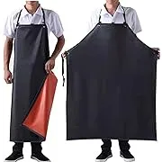 K Y KANGYUN 3 Pack Men's Black Waterproof Rubber Vinyl Work Apron- 43"x29" Heavy Duty Model,Best for Staying Dry When Dishwashing, Lab Work, Butcher, Dog Grooming, Cleaning Fish