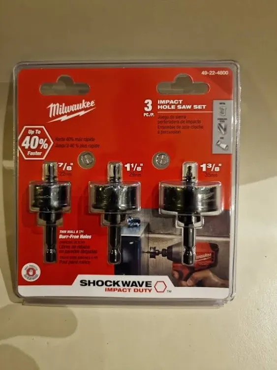 Milwaukee 49-22-4800 Shockwave Impact Hole Saw, 3 Piece