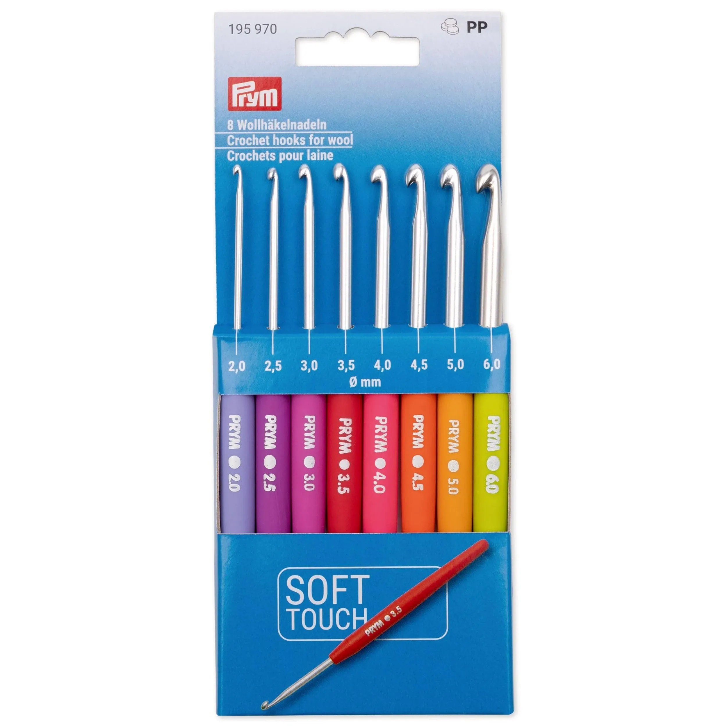 Prym Crochet Hooks for Wool Set Soft Handle, One Size, Multicolor