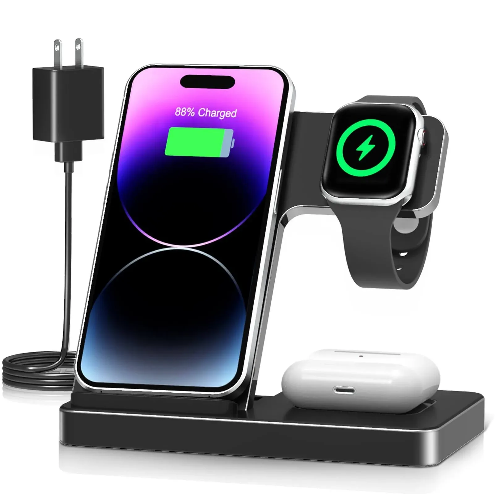 Snapklik.com Wireless Charger iPhone Charging Station 3 in 1 Charger Stand Multiple Devices for Apple